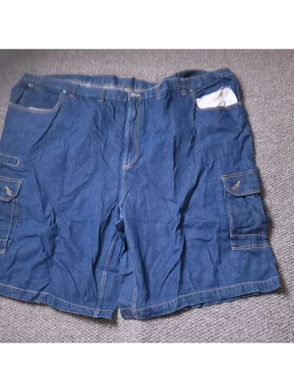 Liberty Blues Cargo Jean Shorts Mens 58 Big Tall Blue Denim Elastic y2K Jorts